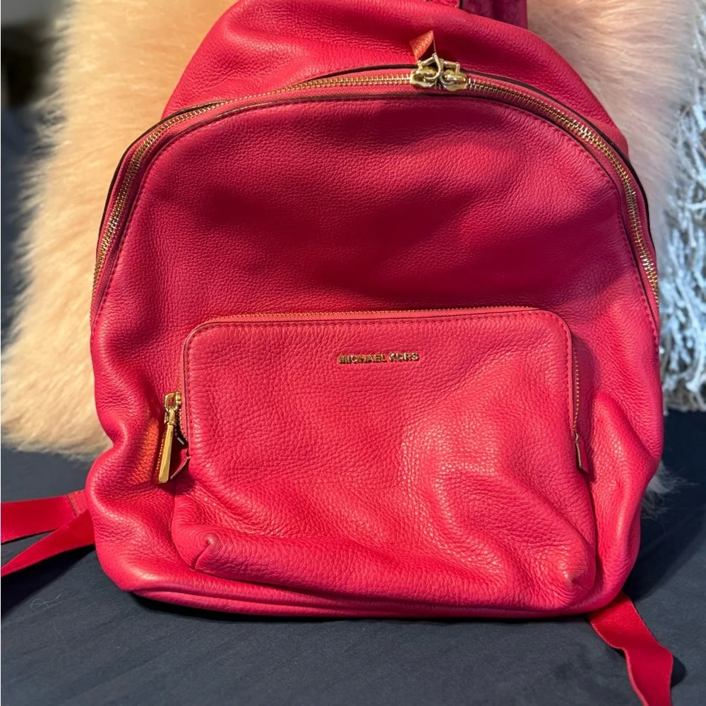 Michael Kors Cherry pink Backpack with Gold Accents